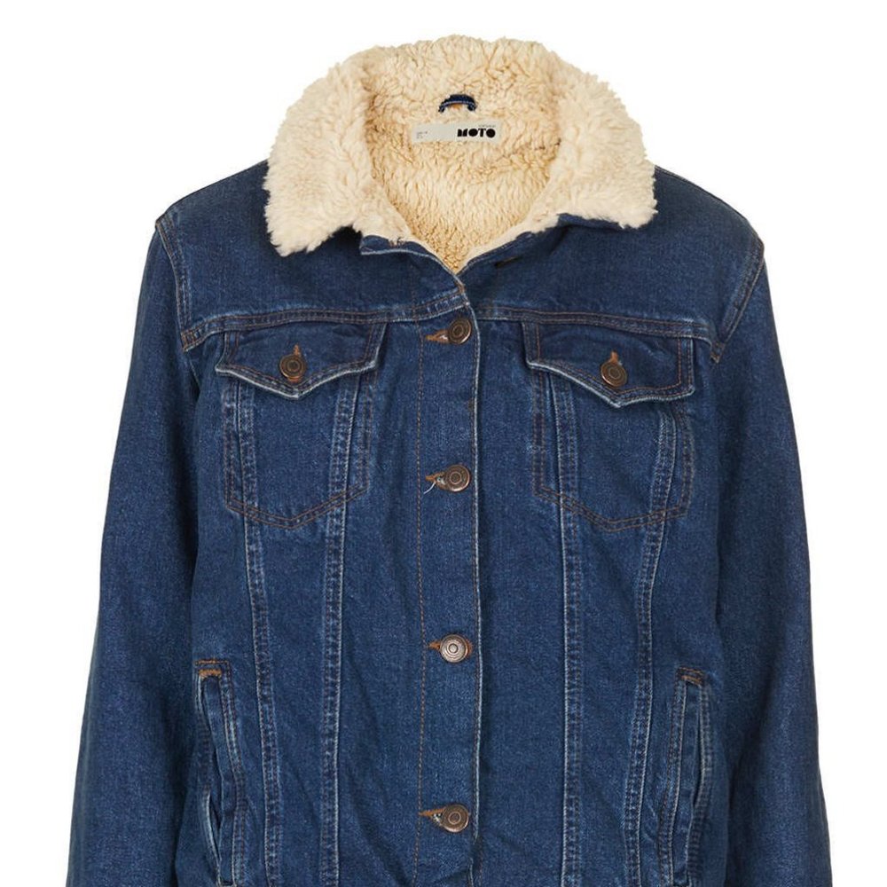Topshop Borg Moto Shearling Jean Jacket